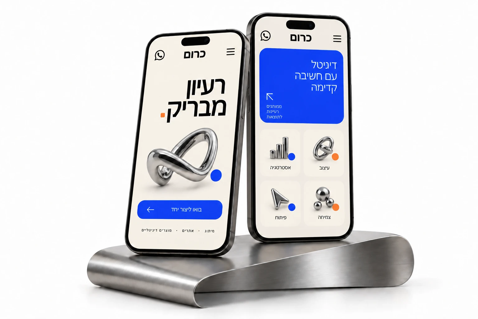 שני מסכים של כרום במוקאפ טלפונים